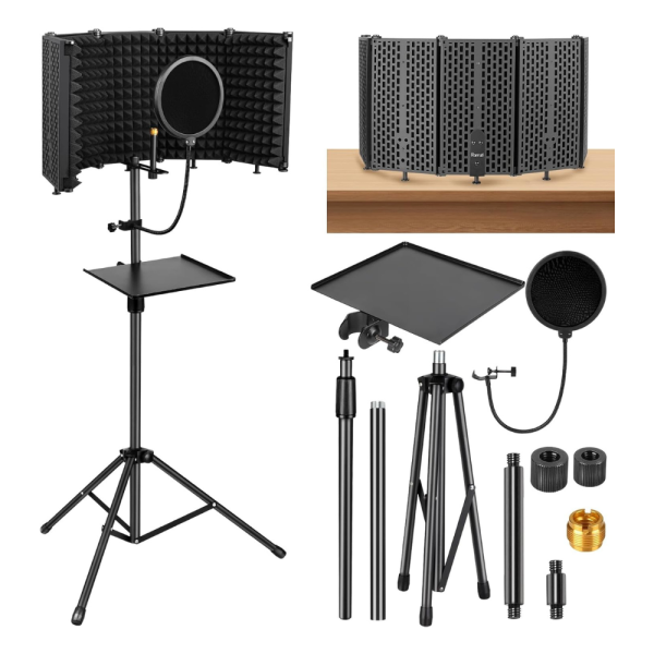 Microphone Stand With Isolation Shield